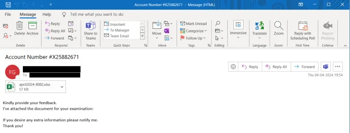 Email with DarkGate in attachments